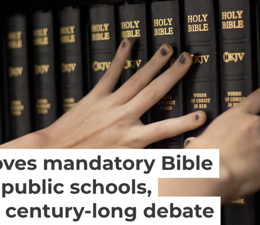 Texas’ new list of required readings for public schools, which includes biblical stories and excerpts, will begin to take effect in 2030. AP Photo/David Goldman